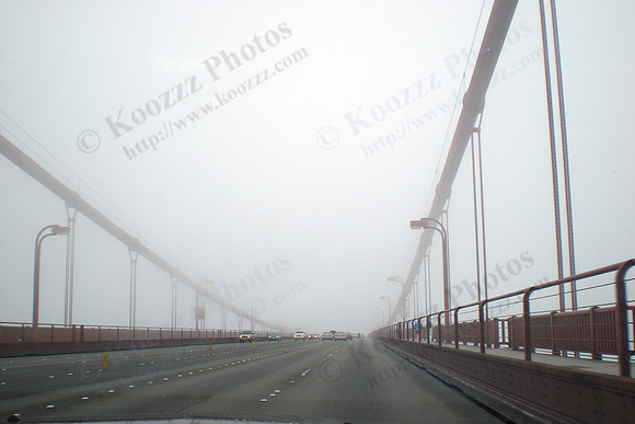 Crossing the Golden Gate Bridge.