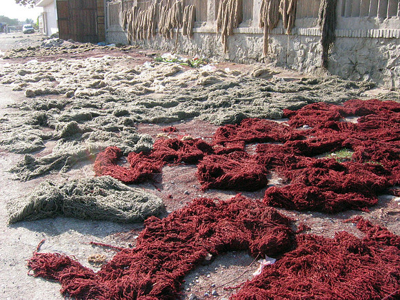 Dyed yarn drying on Kabul street