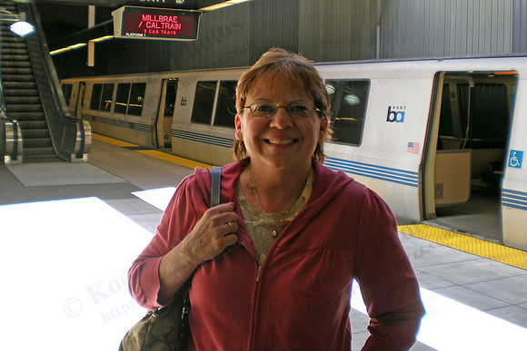 Chris ready to board the BART for S.F.